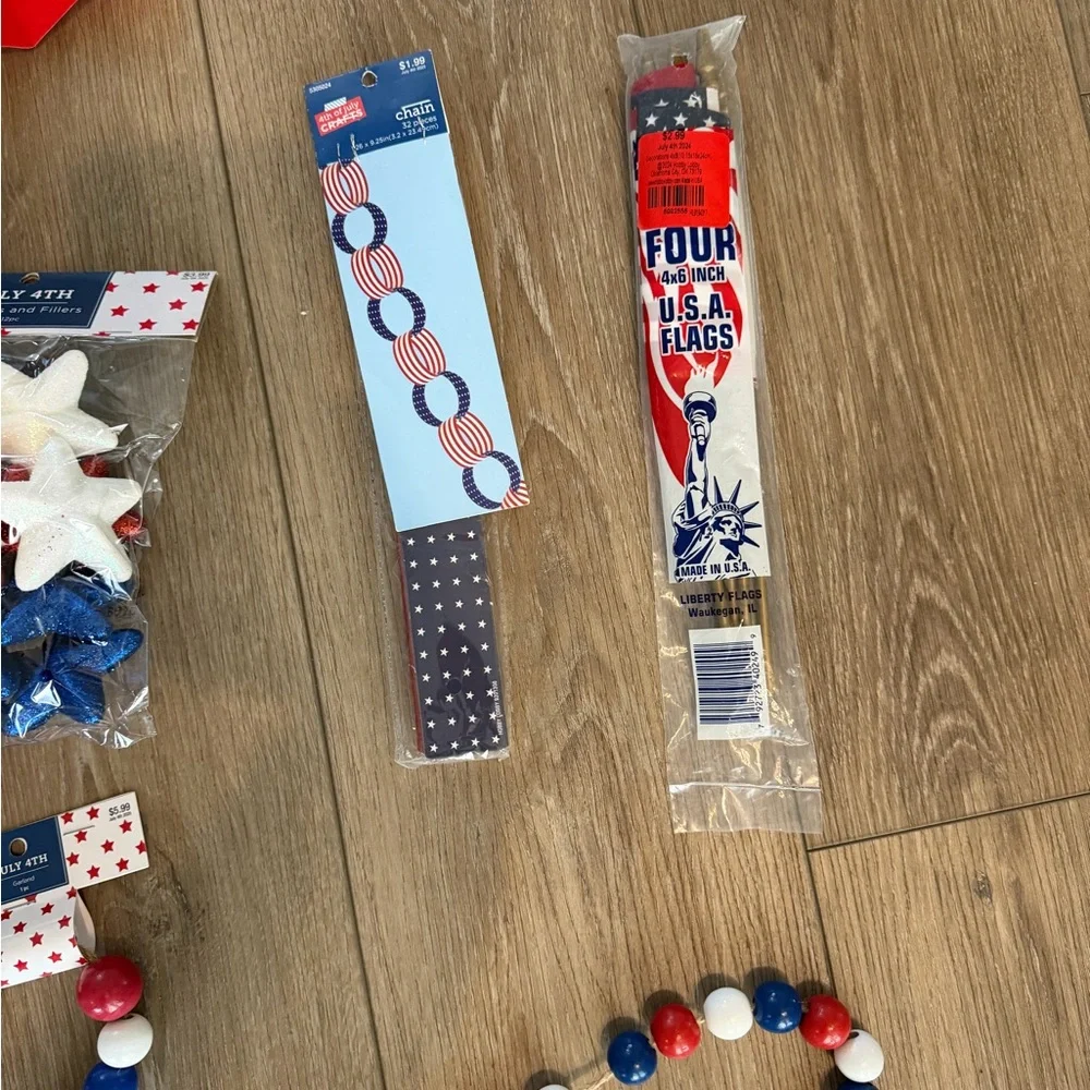 Patriotic Party Set Red White & Blue 4th of July Memorial Day flag decor etc